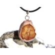 Versteinertes Holz Scheibenstein / Astquerschnitt - Anhänger - Öse - ca. 3,5 cm x 2,2 cm x 0,8 cm
