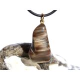 Versteinertes Holz Trommelstein - Anhänger Öse - Sonderqualität - ca. 3,5 cm x 1,6 cm x 1,1 cm
