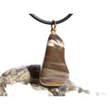 Versteinertes Holz Trommelstein - Anhänger Öse - Sonderqualität - ca. 3,5 cm x 1,6 cm x 1,1 cm