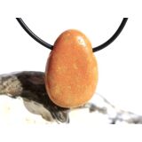 Jaspis gelb Scheibenstein / Trommelstein gebohrt - ca. 3 cm x 2,1 cm x 1 cm