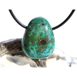 Chrysokoll Trommelstein / Scheibenstein gebohrt -...