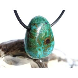 Chrysokoll Trommelstein / Scheibenstein gebohrt - Sonderqualit�t - ca. 2,7 cm x 2,1 cm x 1,1 cm