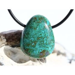 Chrysokoll Trommelstein / Scheibenstein gebohrt - Sonderqualit�t - ca. 2,7 cm x 2,1 cm x 1,1 cm