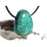 Chrysokoll Trommelstein / Scheibenstein gebohrt - Sonderqualität - ca. 2,7 cm x 2,1 cm x 1,1 cm