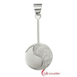 Donuthalter Yin-Yang - 17 x 17 mm, 925iger Silber, gl�nzend + matt f�r 30 - 50 mm