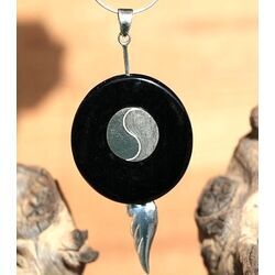 Donuthalter Yin-Yang - 17 x 17 mm, 925iger Silber, gl�nzend + matt f�r 30 - 50 mm