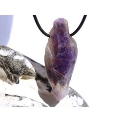 Chevron-Amethyst (Amethystquarz) XXL Rohsteinform angetrommelt, gebohrt - ca. 5,1 cm x 2 cm x 1,8 cm