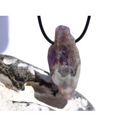 Chevron-Amethyst (Amethystquarz) XXL Rohsteinform angetrommelt, gebohrt - ca. 5,1 cm x 2 cm x 1,8 cm