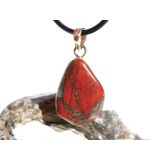 Vulkanjaspis Trommelstein Anhänger Öse Schmuckdose - Sonderqualität - ca. 3 cm x 1,5 cm x 0,9 cm