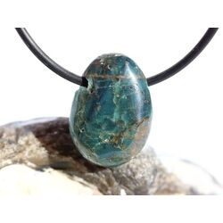 Apatit blau natur Trommelstein gebohrt - ca. 2,2 cm x 1,6...