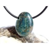 Apatit blau natur Trommelstein gebohrt - ca. 2,2 cm x 1,6...
