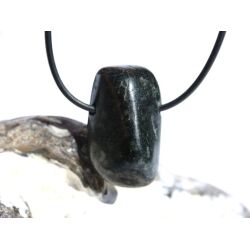Jade schwarz (Chalkopyrit-Nephrit) Trommelstein gebohrt - Rarität - ca. 3,2 cm x 1,9 cm x 1,4 cm