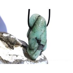 Smaragd XXXL Trommelstein gebohrt (Beryll) - Sonderqualitt - Raritt - ca. 5,8 cm x 2,9 cm x 2 cm