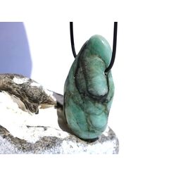 Smaragd XXXL Trommelstein gebohrt (Beryll) - Sonderqualitt - Raritt - ca. 5,8 cm x 2,9 cm x 2 cm