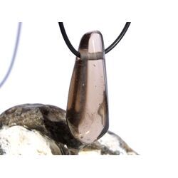Rauchquarz mitteldunkel XXL Schmuckstein / Trommelstein gebohrt - AA-Sonderqualitt - Handarbeit - ca. 4,6 cm x 1,8 cm x 1,4 cm