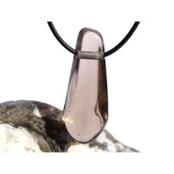 Rauchquarz mitteldunkel XXL Schmuckstein / Trommelstein gebohrt - AA-Sonderqualitt - Handarbeit - ca. 4,6 cm x 1,8 cm x 1,4 cm