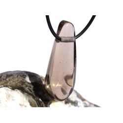 Rauchquarz mitteldunkel XXL Schmuckstein / Trommelstein gebohrt - AA-Sonderqualitt - Handarbeit - ca. 4,6 cm x 1,8 cm x 1,4 cm