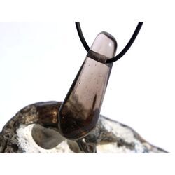 Rauchquarz mitteldunkel XXL Schmuckstein / Trommelstein gebohrt - AA-Sonderqualitt - Handarbeit - ca. 4,6 cm x 1,8 cm x 1,4 cm