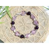Amethyst hell / dunkel und Bergkristall Armband - Armband Kugeln 6-8 mm / Schmucksteine facettiert - Sonderqualität - ca. 19 cm