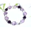 Amethyst hell / dunkel und Bergkristall Armband - Armband Kugeln 6-8 mm / Schmucksteine facettiert - Sonderqualität - ca. 19 cm