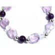 Amethyst hell / dunkel und Bergkristall Armband - Armband Kugeln 6-8 mm / Schmucksteine facettiert - Sonderqualität - ca. 19 cm