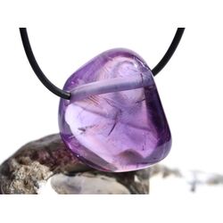 Amethyst mittelhell Regenbogenkristall Trommelstein / Schmuckstein gebohrt - AA-Sonderqualitt - ca. 3 cm x 2,5 cm x 2 cm