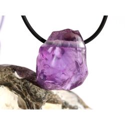 Amethyst mittelhell Kristall / Rohstein angetrommelt (Trommelstein) gebohrt - AAA-Sonderqualitt - Raritt - ca. 3,1 cm x 2,4 cm x 2 cm