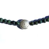 Eldarit "Kabambastein" (Meta-Rhyolith / Kugelrhyolith) Halskette Spirale / Kugelkette - Kugeln 4 mm, 925iger Silber - ca. 44 cm