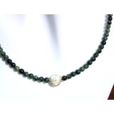 Eldarit "Kabambastein" (Meta-Rhyolith / Kugelrhyolith) Halskette Spirale / Kugelkette - Kugeln 4 mm, 925iger Silber - ca. 44 cm