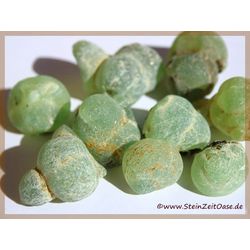 Prehnit-Kollen / Prehnit-Kugeln grün Wassersteine-Sonderqualität / Rohsteine extra angetrommelt - Rarität - ca. 100 g (GKS)