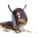Bronzit Trommelstein / Schmuckstein gebohrt -...