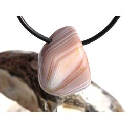 Achat rosa-grau-gelb (Botswana) Trommelstein gebohrt - AA-Sonderqualitt - ca. 2,6 cm x 2,1 cm x 1,1 cm