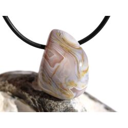 Achat rosa-grau-gelb (Botswana) Trommelstein gebohrt - AA-Sonderqualitt - ca. 2,6 cm x 2,1 cm x 1,1 cm