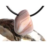 Achat rosa-grau-gelb (Botswana) Trommelstein gebohrt -...