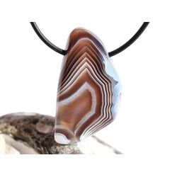 Achat braun-wei (Botswana) XXL Trommelstein / Schmuckstein gebohrt - AA-Sonderqualitt - ca. 4,1 cm x 2,4 cm x 1 cm