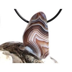 Achat braun-wei (Botswana) XXL Trommelstein / Schmuckstein gebohrt - AA-Sonderqualitt - ca. 4,1 cm x 2,4 cm x 1 cm