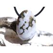 Ozeanachat Schmuckstein Cabochon / Trommelstein gebohrt (Ozeanchalcedon / Ozeanjaspis) - Sonderqualität - ca. 3,1 cm x 2,2 cm x 1 cm