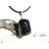 Jade schwarz (Chalkopyrit-Nephrit) Trommelstein Anhänger Öse - Rarität - Sonderqualität - ca. 2,6 cm x 1,6 cm x 1,4 cm
