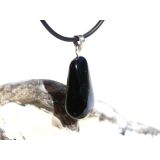 Jade schwarz (Chalkopyrit-Nephrit) Trommelstein Anhänger Öse - Rarität Schmuckdose - Sonderqualität - ca. 3,1 cm x 1,4 cm x 1 cm
