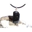 Jade schwarz (Chalkopyrit-Nephrit) Trommelstein Anhänger Öse - Rarität Schmuckdose - Sonderqualität - ca. 3,1 cm x 1,4 cm x 1 cm