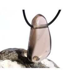 Rauchquarz mitteldunkel XXL Schmuckstein / Trommelstein gebohrt - AA-Sonderqualitt - Handarbeit - ca. 4,1 cm x 2,2 cm x 1,1 cm