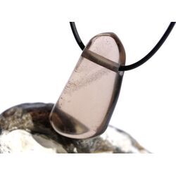 Rauchquarz mitteldunkel XXL Schmuckstein / Trommelstein gebohrt - AA-Sonderqualitt - Handarbeit - ca. 4,1 cm x 2,2 cm x 1,1 cm