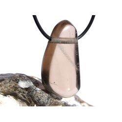Rauchquarz mitteldunkel XXL Schmuckstein / Trommelstein gebohrt - AA-Sonderqualitt - Handarbeit - ca. 4,1 cm x 2,2 cm x 1,1 cm