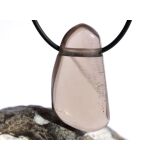 Rauchquarz mitteldunkel XXL Schmuckstein / Trommelstein gebohrt - AA-Sonderqualität - Handarbeit - ca. 4,1 cm x 2,2 cm x 1,1 cm