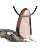 Rauchquarz mitteldunkel XXL Schmuckstein / Trommelstein gebohrt - AA-Sonderqualität - Handarbeit - ca. 4,1 cm x 2,2 cm x 1,1 cm