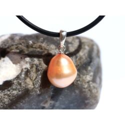 Perle (Süßwasserperle) apricot - Anhänger Silberöse Schmuckdose - Sonderqualität - ca. 2,1 cm x 1,1 cm x 1,1 cm