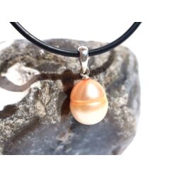 Perle (Süßwasserperle) apricot - Anhänger Silberöse Schmuckdose - Sonderqualität - ca. 2,1 cm x 1 cm x 1 cm