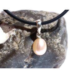 Perle (Süßwasserperle) apricot - Anhänger Silberöse Schmuckdose - Sonderqualität - ca. 1,8 cm x 0,7 cm x 0,7 cm