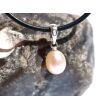 Perle (Süßwasserperle) apricot - Anhänger Silberöse Schmuckdose - Sonderqualität - ca. 1,8 cm x 0,7 cm x 0,7 cm