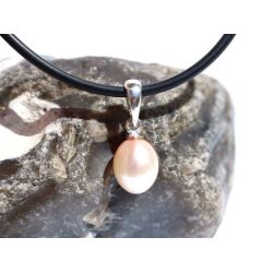 Perle (Süßwasserperle) apricot - Anhänger Silberöse Schmuckdose - Sonderqualität - ca. 1,8 cm x 0,7 cm x 0,7 cm